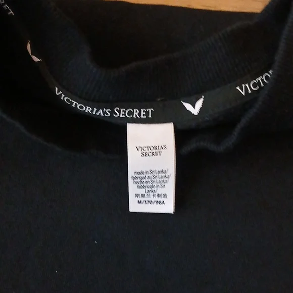 Victoria's Secret Angel Rhinestones Logo Women's Black Fleece Sweatshirt. Size M - Picture 17 of 17